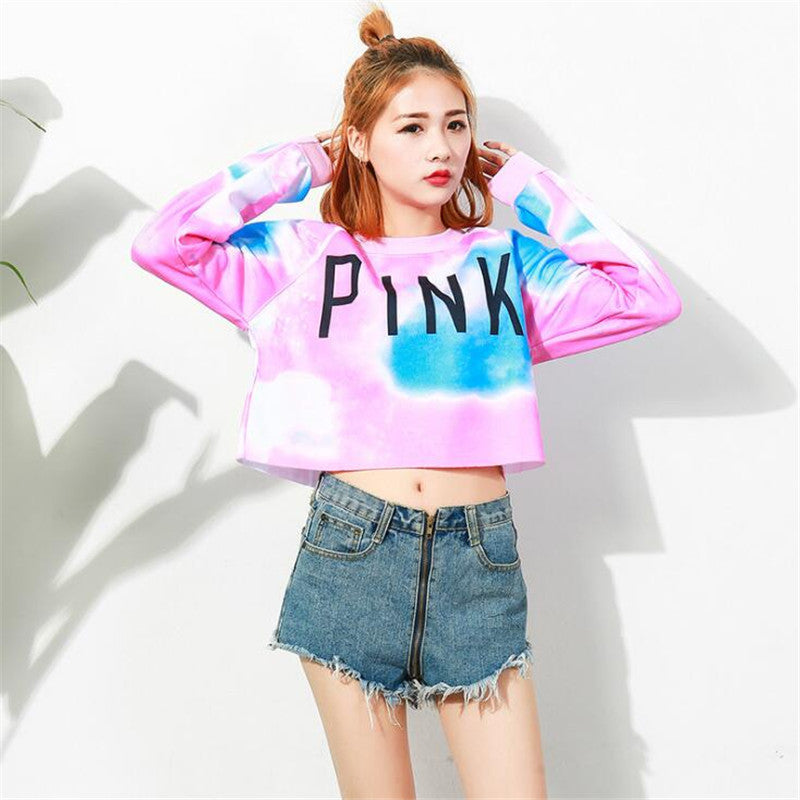 Women PINK Letters Printed Harajuku Long Sleeve Sweatshirt | Vimost Shop.