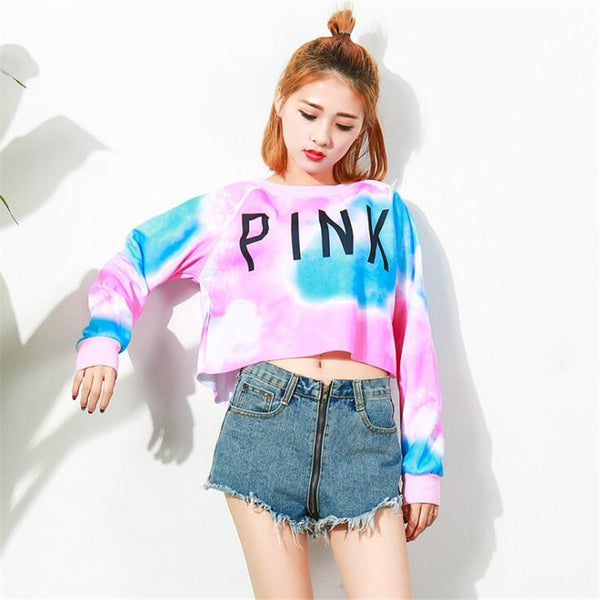Women PINK Letters Printed Harajuku Long Sleeve Sweatshirt | Vimost Shop.