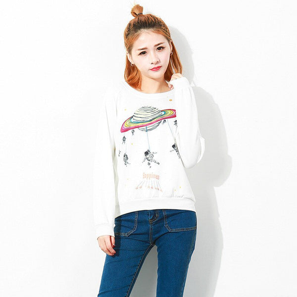 Women O-Neck UFO Print Harajuku Style Sweatshirt | Vimost Shop.