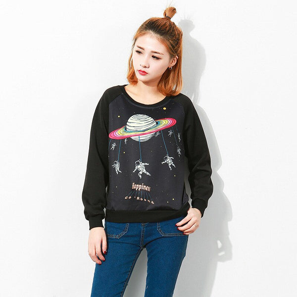 Women O-Neck UFO Print Harajuku Style Sweatshirt | Vimost Shop.