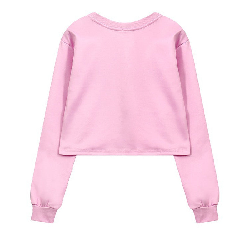 Women Pink Cute Short Sleeve Student Sweatshirt | Vimost Shop.