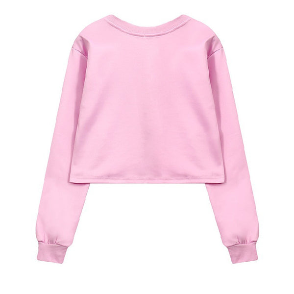 Women Pink Cute Short Sleeve Student Sweatshirt | Vimost Shop.