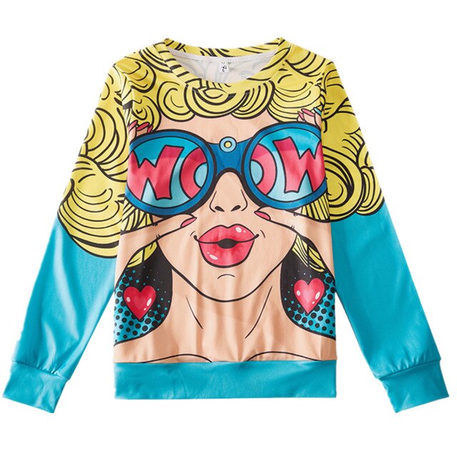Women Fashion Loose Long Sleeve Lady Print Sweatshirt | Vimost Shop.