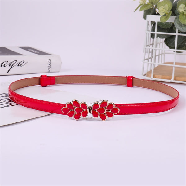 Flower buckle Candy Color Women Belt Ladies Fashion No hole Waist Belt Narrow Stretch Dress  Female Belt oval Leather Waistband | Vimost Shop.