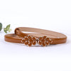 Flower buckle Candy Color Women Belt Ladies Fashion No hole Waist Belt Narrow Stretch Dress  Female Belt oval Leather Waistband | Vimost Shop.
