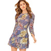 Allover Botanical Print Gigot Sleeve Layered Hem Chiffon Dress Women Spring O-neck High Waist Short A Line Boho Dresses | Vimost Shop.