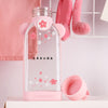 350ml Square Cartoon Flamingo/Cactus/Sakura Glass Drinking Water Bottle Cup Good heat resistance with cloth protection cover. | Vimost Shop.
