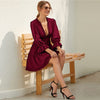Solid Deep V Neck Frill Trim Sexy Flared Dress Women Spring Flounce Sleeve Open Back High Waist A Line Short Dresses | Vimost Shop.