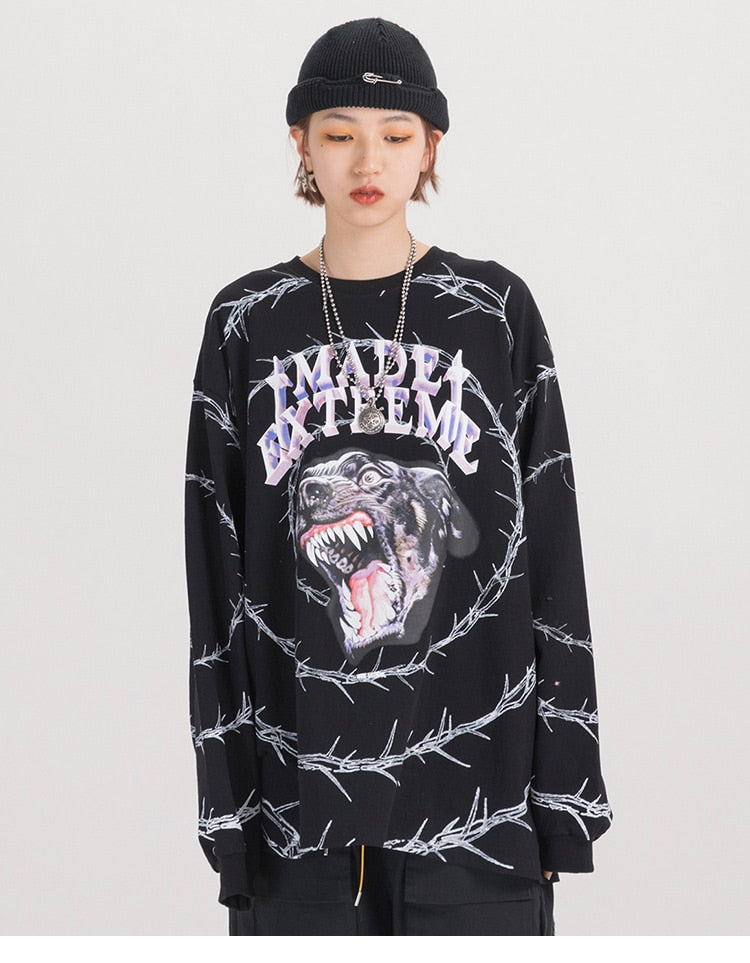 Sweatshirt Men Vicious Dog Printed Hip Hop Street Style Hoodies Streetwear | Vimost Shop.