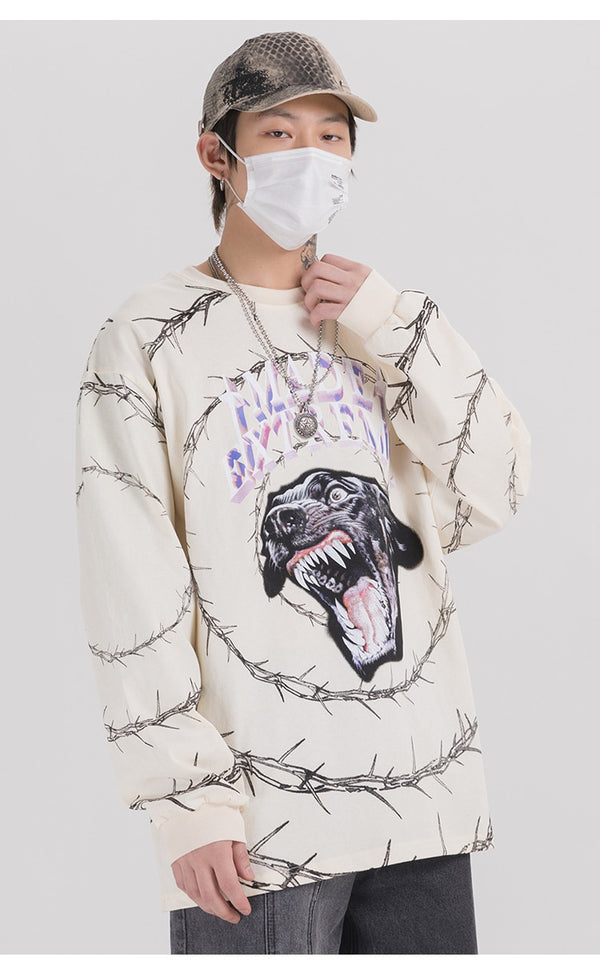 Sweatshirt Men Vicious Dog Printed Hip Hop Street Style Hoodies Streetwear | Vimost Shop.