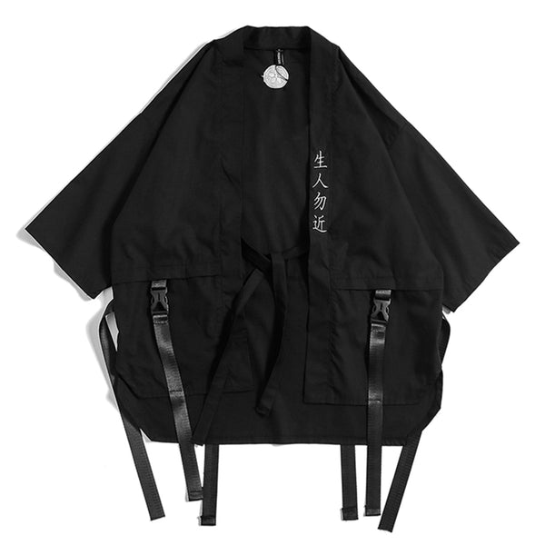 Harajuku Open Stitch Jackets Men Hip Hop Thin Coats Ribbons Japanese Style Male Seven-cent Sleeve Streetwear | Vimost Shop.