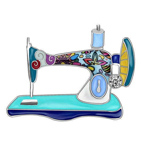 Enamel Alloy Rhinestone Sewing Machine Brooches Pin Jewelry For Women Teens Scarf Decorations Gift Novelty Bijoux | Vimost Shop.