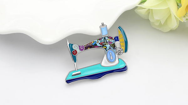 Enamel Alloy Rhinestone Sewing Machine Brooches Pin Jewelry For Women Teens Scarf Decorations Gift Novelty Bijoux | Vimost Shop.