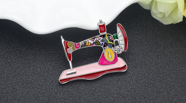 Enamel Alloy Rhinestone Sewing Machine Brooches Pin Jewelry For Women Teens Scarf Decorations Gift Novelty Bijoux | Vimost Shop.