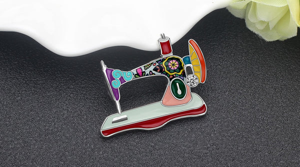 Enamel Alloy Rhinestone Sewing Machine Brooches Pin Jewelry For Women Teens Scarf Decorations Gift Novelty Bijoux | Vimost Shop.