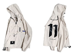 Hip Hop Men Cargo Jackes Letter Printed Autumn Casual Pullover Streetwear Harajuku Multi Pockets Male Coats