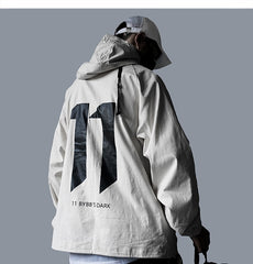 Hip Hop Men Cargo Jackes Letter Printed Autumn Casual Pullover Streetwear Harajuku Multi Pockets Male Coats