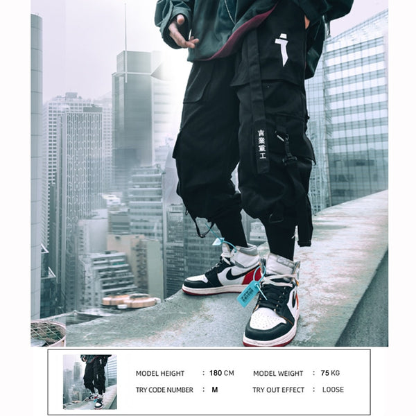 Techwear Cargo Pants Men Multi Pockets Hip Hop Casual Streetwear Trousers Joggers Elastic Waist Sweatpants | Vimost Shop.