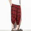 Streetwear Mens Cotton Beach Pants Male Summer Casual Calf-Length Pants Man Plaid Hip Hop Baggy Loose Trousers | Vimost Shop.