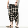 Streetwear Mens Cotton Beach Pants Male Summer Casual Calf-Length Pants Man Plaid Hip Hop Baggy Loose Trousers | Vimost Shop.