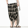 Streetwear Mens Cotton Beach Pants Male Summer Casual Calf-Length Pants Man Plaid Hip Hop Baggy Loose Trousers | Vimost Shop.