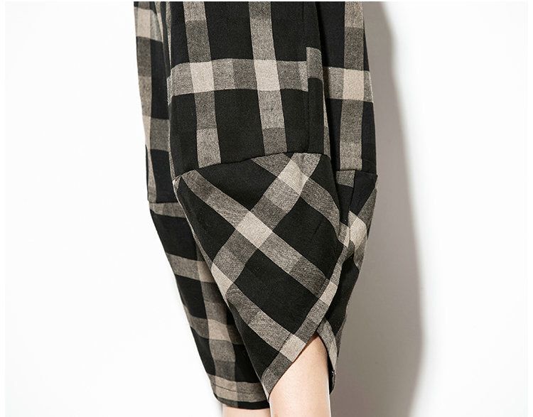 Streetwear Mens Cotton Beach Pants Male Summer Casual Calf-Length Pants Man Plaid Hip Hop Baggy Loose Trousers | Vimost Shop.