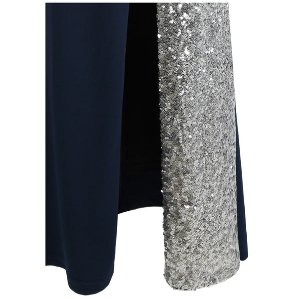 Splicing Sequin Evening Dress Slit Gradient Evening Dress Long Royal Blue | Vimost Shop.
