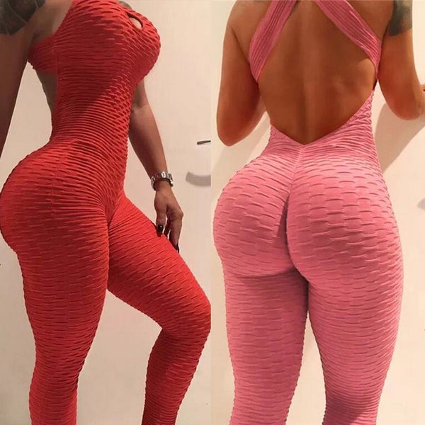 Sexy Women's Tracksuit Yoga Pants High Waist Gym Play Suit Push up Slim Sport Backless Top Running Sportswear Soft Jumpsuit | Vimost Shop.
