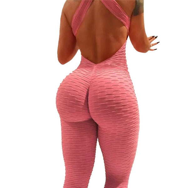 Sexy Women's Tracksuit Yoga Pants High Waist Gym Play Suit Push up Slim Sport Backless Top Running Sportswear Soft Jumpsuit | Vimost Shop.