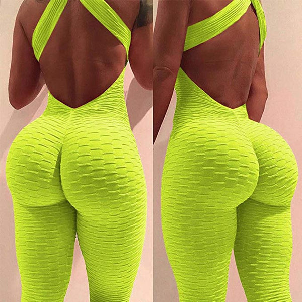 Sexy Women's Tracksuit Yoga Pants High Waist Gym Play Suit Push up Slim Sport Backless Top Running Sportswear Soft Jumpsuit | Vimost Shop.