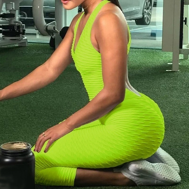 Sexy Women's Tracksuit Yoga Pants High Waist Gym Play Suit Push up Slim Sport Backless Top Running Sportswear Soft Jumpsuit | Vimost Shop.