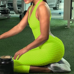 Sexy Women's Tracksuit Yoga Pants High Waist Gym Play Suit Push up Slim Sport Backless Top Running Sportswear Soft Jumpsuit