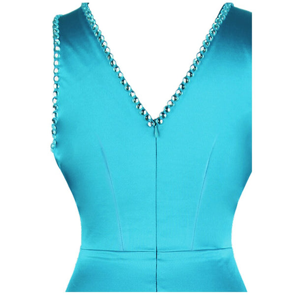 Women's V Neck Beading Sequin Splicing Evening Dresses Long Formal Party Gwon  Ice-Snow Blue | Vimost Shop.