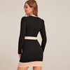 Two Tone Elegant Bodycon Dress With Belt Women Spring Long Sleeve Zipper Back High Waist Office Lady Short Pencil Dresses | Vimost Shop.