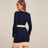 Two Tone Elegant Bodycon Dress With Belt Women Spring Long Sleeve Zipper Back High Waist Office Lady Short Pencil Dresses | Vimost Shop.