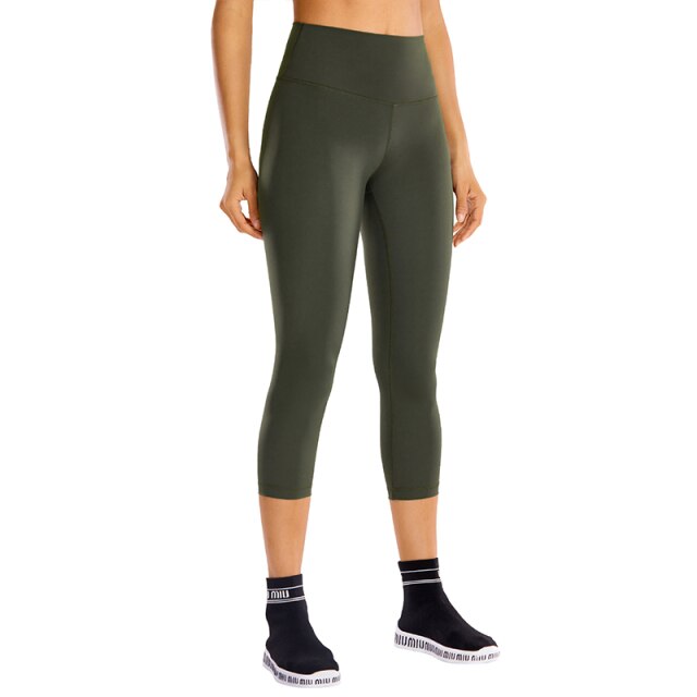 High Waisted Capri Workout Leggings for Women Hugged Feeling Athletic Compression Leggings -21 Inches