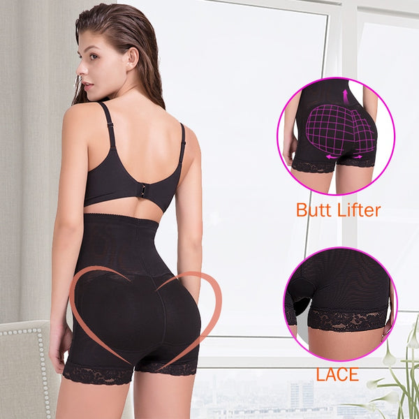 Women High Waist Lace Butt Lifter Body Shaper Tummy Control Panties Boyshort ASS Pad Shorts Hip Enhancer Shapewear | Vimost Shop.