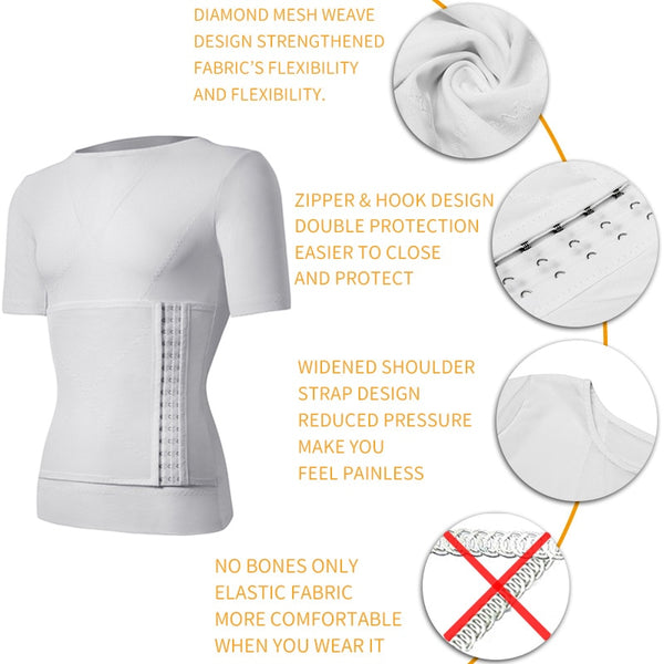 Mens Body Shaper Compression Shirts Abdomen Shapewear Tummy Slimming Sheath Gynecomastia Reducing Corset Waist Trainer Slim Tops | Vimost Shop.