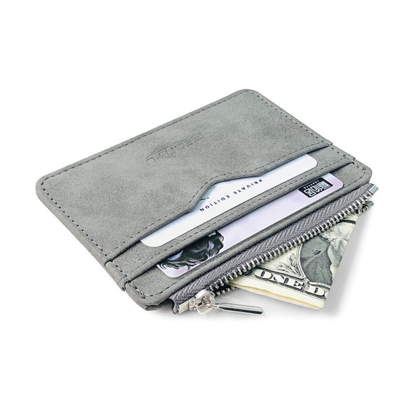 Men's Wallet Short Matte Leather Retro Multi-card Frosted Fabric Card Holder Money New Minimalist Purse Transparent Coins A5 | Vimost Shop.