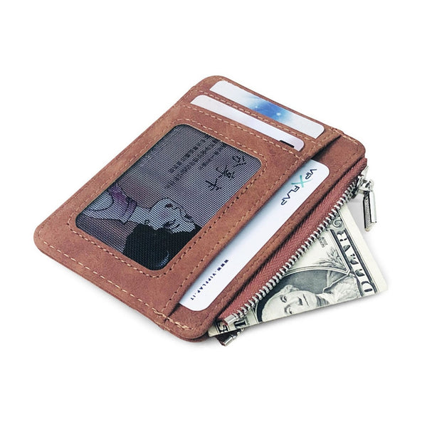 Men's Wallet Short Matte Leather Retro Multi-card Frosted Fabric Card Holder Money New Minimalist Purse Transparent Coins A5 | Vimost Shop.