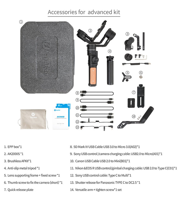 Official AK2000S AK2000C DSLR Professional Camera Stabilizer Handheld Video Gimbal fit for DSLR Mirrorless Camera | Vimost Shop.