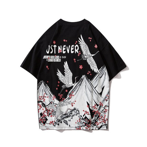 Japanese Geisha Tshirt Streetwear Short Sleeve T Shirt Japan Cotton Tops Tees Men Harajuku Hip Hop T-Shirt | Vimost Shop.