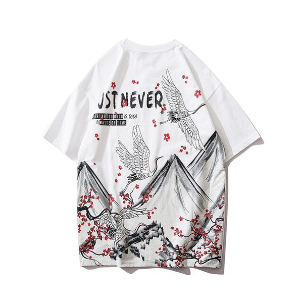Japanese Geisha Tshirt Streetwear Short Sleeve T Shirt Japan Cotton Tops Tees Men Harajuku Hip Hop T-Shirt | Vimost Shop.