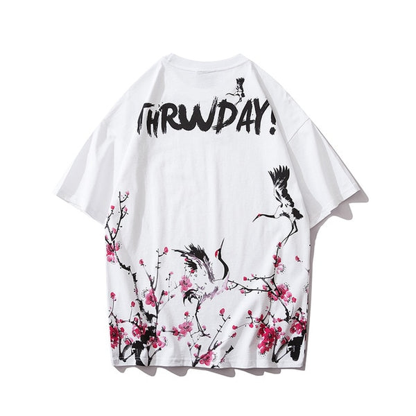 Japanese Geisha Tshirt Streetwear Short Sleeve T Shirt Japan Cotton Tops Tees Men Harajuku Hip Hop T-Shirt | Vimost Shop.