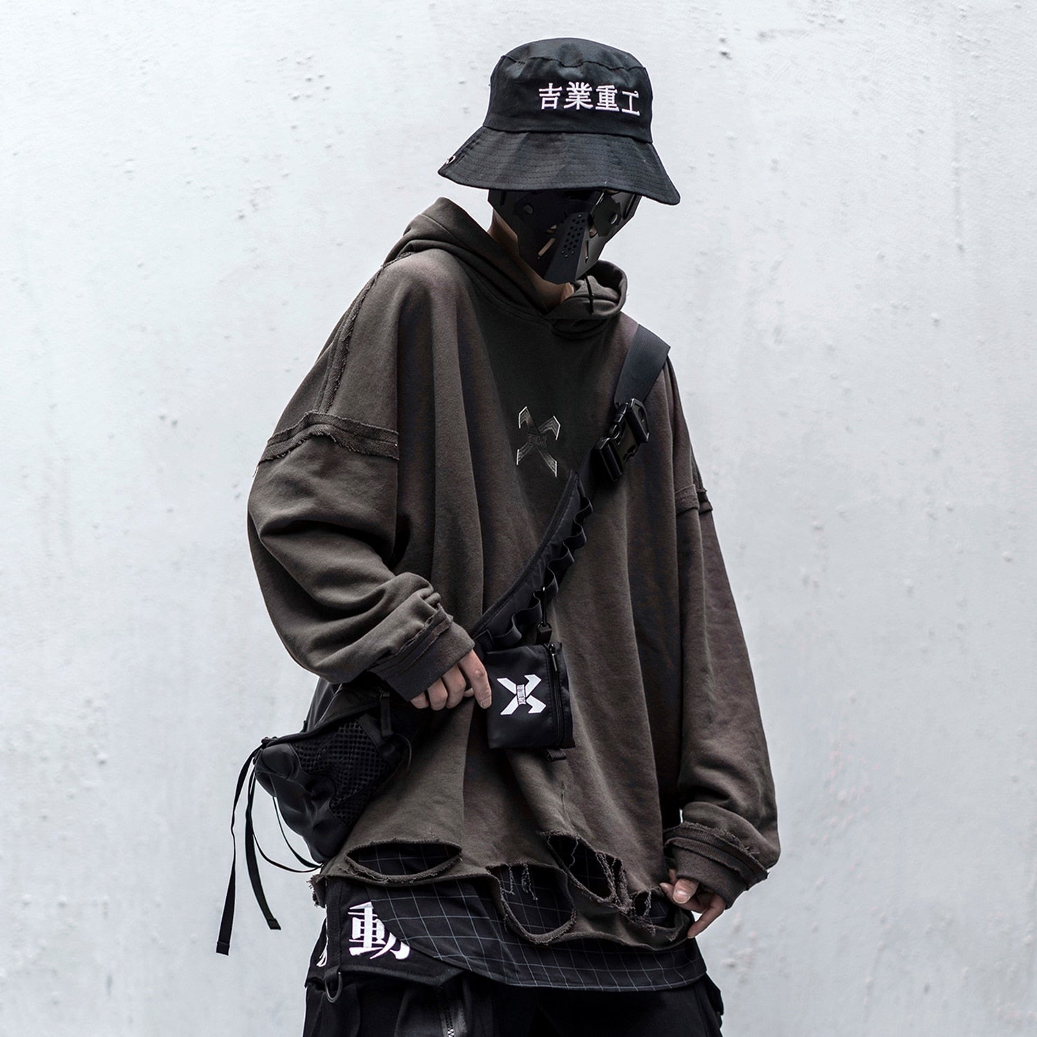 Vintage Hole Letter Printed Hoodie Men treetwear Hip Hop Loose Sweatshirts Techwear Fashion Hoodie Pulover | Vimost Shop.