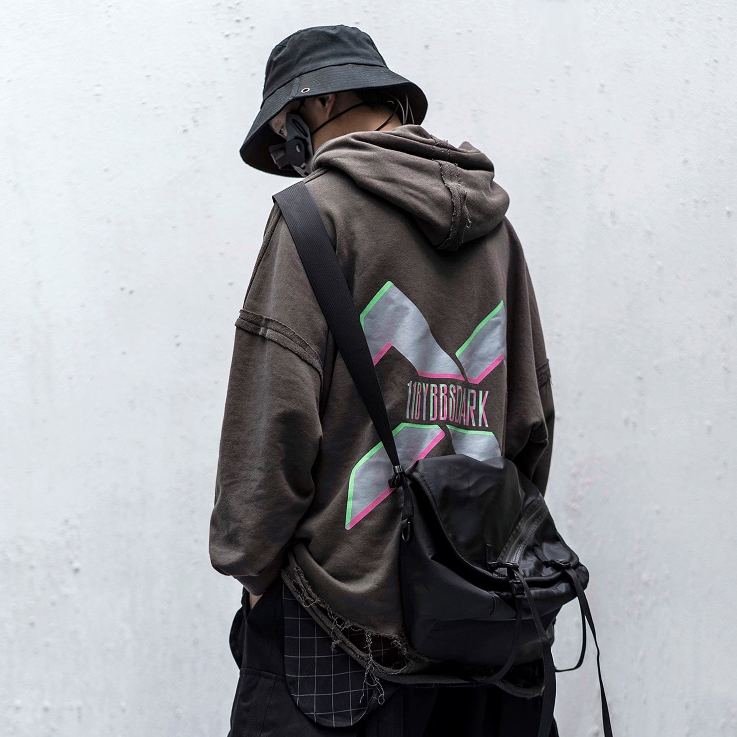 Vintage Hole Letter Printed Hoodie Men treetwear Hip Hop Loose Sweatshirts Techwear Fashion Hoodie Pulover | Vimost Shop.