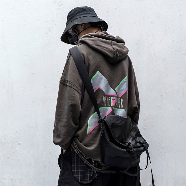 Vintage Hole Letter Printed Hoodie Men treetwear Hip Hop Loose Sweatshirts Techwear Fashion Hoodie Pulover | Vimost Shop.
