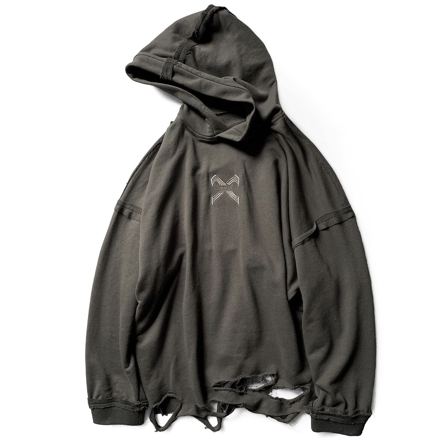 Vintage Hole Letter Printed Hoodie Men treetwear Hip Hop Loose Sweatshirts Techwear Fashion Hoodie Pulover | Vimost Shop.