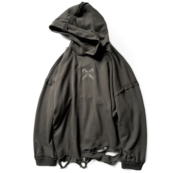 Vintage Hole Letter Printed Hoodie Men treetwear Hip Hop Loose Sweatshirts Techwear Fashion Hoodie Pulover | Vimost Shop.