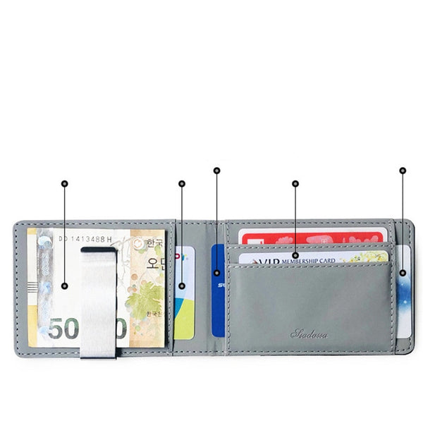 Mens card package card sets short cross pattern with stainless steel wallet creative black Simple multi-card holder wallet | Vimost Shop.